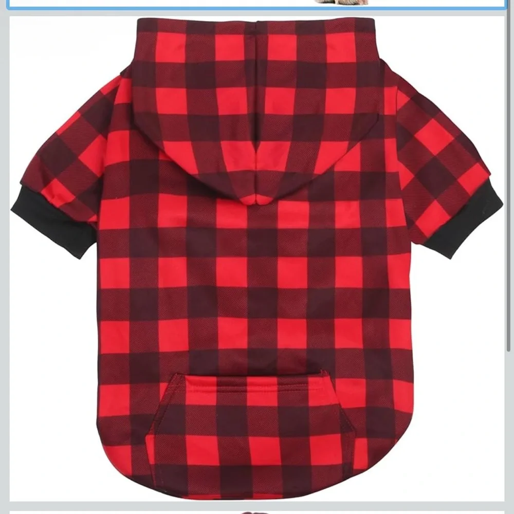 ⚡️NIP Red Black Buffalo Plaid Dog Sweater Size S